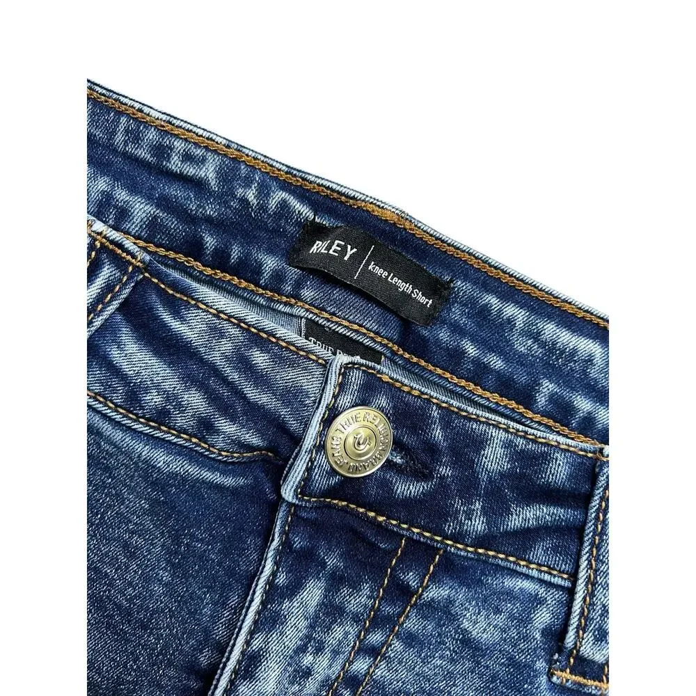 True Religion Riley Knee Length Denim Jean Shorts unisex Size 31 Y2K Boho casual